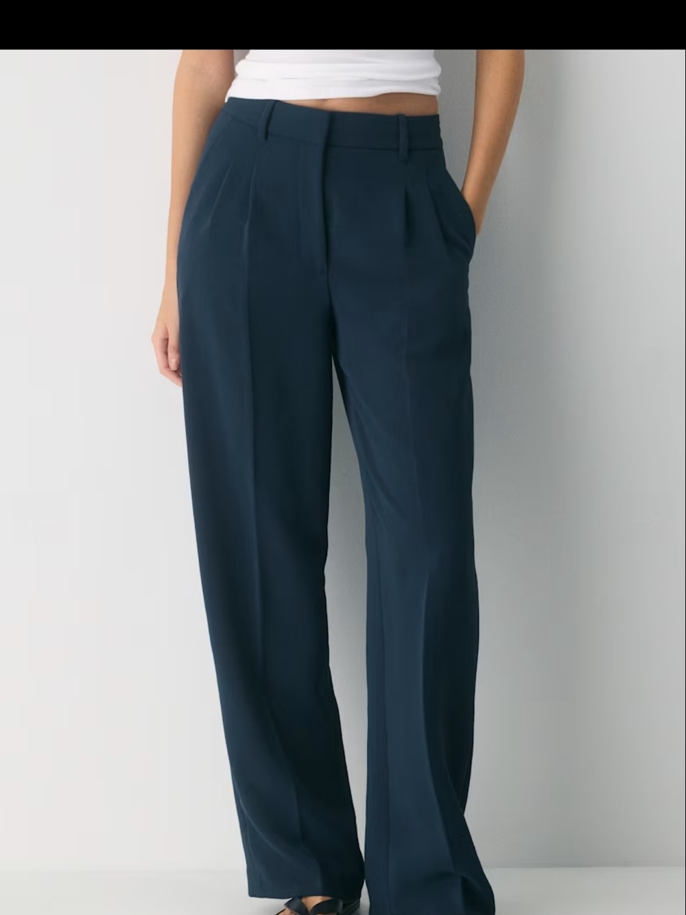 Wilfred Navy High-Waist Wide-Leg Trousers